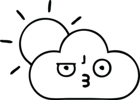 line drawing cartoon of a sunshine and cloud png