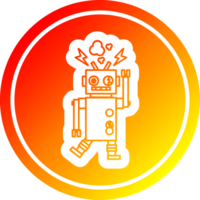 defect robot circulaire icoon met warm helling af hebben png