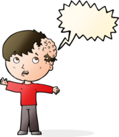 cartoon boy with growth on head with speech bubble png