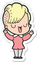 sticker of a cute cartoon girl with hipster haircut png