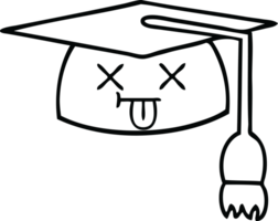 line drawing cartoon of a graduation hat png