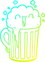 cold gradient line drawing of a happy cartoon mug of beer png