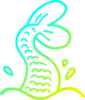 cold gradient line drawing of a cartoon mermaid tail png