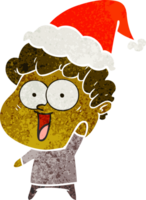 mão desenhado retro desenho animado do uma feliz homem vestindo santa chapéu png