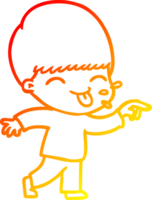 värma lutning linje teckning av en Lycklig tecknad serie pojke png