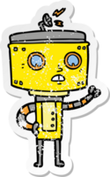 distressed sticker of a cartoon robot png