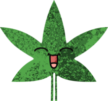 retro illustration stil tecknad serie av en marijuana blad png