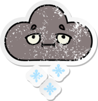 adesivo angustiado de uma nuvem de neve de tempestade de desenho animado bonito png