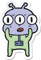 sticker of a cartoon three eyed alien png