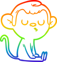 rainbow gradient line drawing of a cartoon monkey png