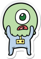 sticker of a cartoon cyclops alien spaceman png