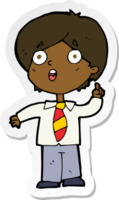 sticker of a cartoon schoolboy answering question png