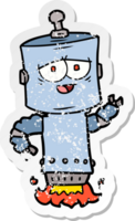 distressed sticker of a cartoon robot png