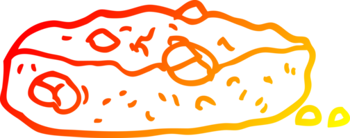 warm Gradient Linie Zeichnung von ein Karikatur Schokolade Chip Plätzchen png