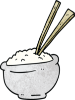 tigela de doodle de desenho animado de arroz com pauzinhos png