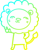 cold gradient line drawing of a cartoon lion png