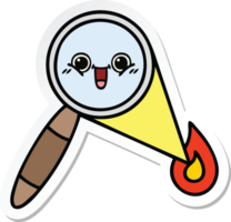 sticker of a cute cartoon magnifying glass png