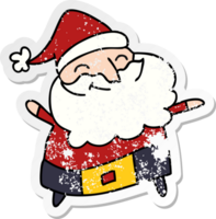 hand drawn distressed sticker cartoon of a jolly father christmas png