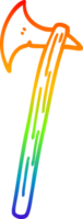 rainbow gradient line drawing of a cartoon golden large axe png