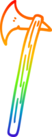 Regenbogen Gradient Linie Zeichnung von ein Karikatur golden groß Axt png