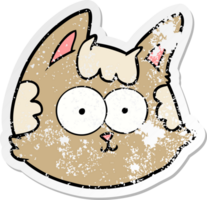 distressed sticker of a cartoon cat face png