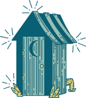 illustration of a traditional tattoo style outdoor toilet png