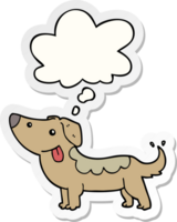 cartoon dog with thought bubble as a printed sticker png