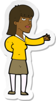 sticker of a cartoon woman explaining png