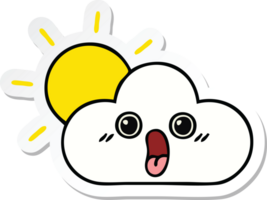 sticker of a cute cartoon sun and cloud png