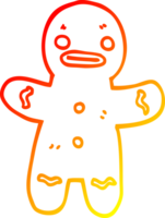 warm gradient line drawing of a cartoon gingerbread man png