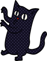 desenho animado doodle gato preto assustador png