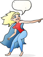 cartoon superhero woman pointing with speech bubble png