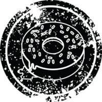 ilustración de un sabroso símbolo angustiado circular de donut helado png