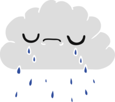 hand drawn cartoon of cute crying cloud png