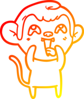 warm gradient line drawing of a crazy cartoon monkey png