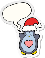 linda Navidad pingüino con habla burbuja pegatina png