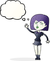 cartoon pretty vampire girl with thought bubble png