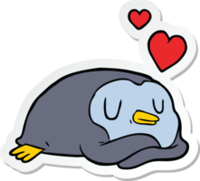 sticker of a cartoon penguin in love png