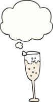 cartoon champagne glass with thought bubble png