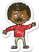 retro distressed sticker of a cartoon dad waving png