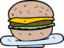 handgezeichneter Cartoon-Burger im Doodle-Stil png