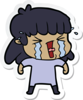 sticker of a cartoon woman in tears png