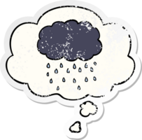 Karikatur Wolke regnet mit habe gedacht Blase wie ein betrübt getragen Aufkleber png