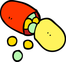 hand drawn doodle style cartoon capsule pill png