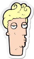 sticker van een cartoon verveeld mans gezicht png