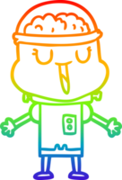 rainbow gradient line drawing of a happy cartoon robot png
