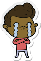 sticker of a cartoon man crying png