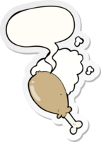 cartoon chicken leg with speech bubble sticker png