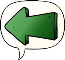 cartoon pointing arrow with speech bubble in smooth gradient style png