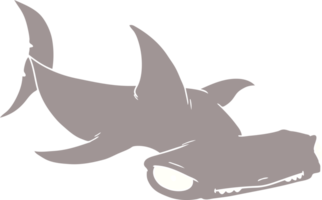 flat color style cartoon hammerhead shark png